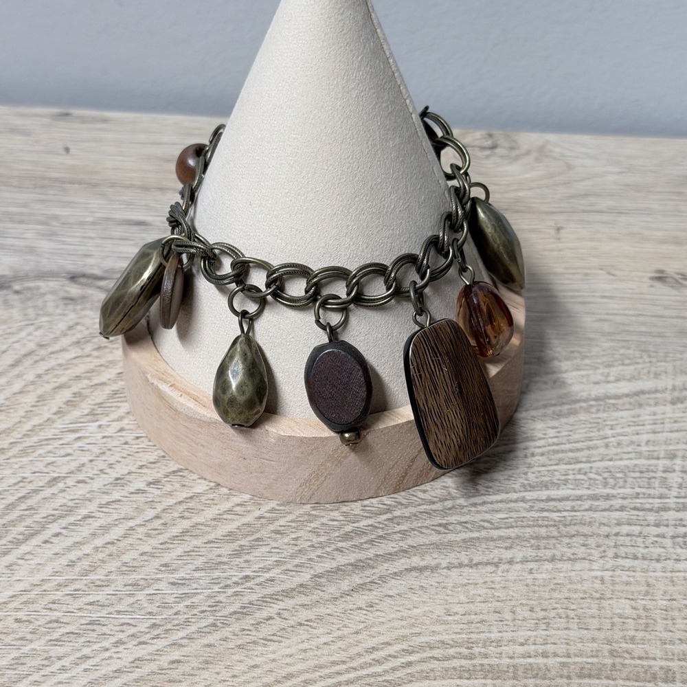 Earthy Charm Bracelet Boho Rustic Woodland Retro Artisan Festival‎ Jewelry Gift